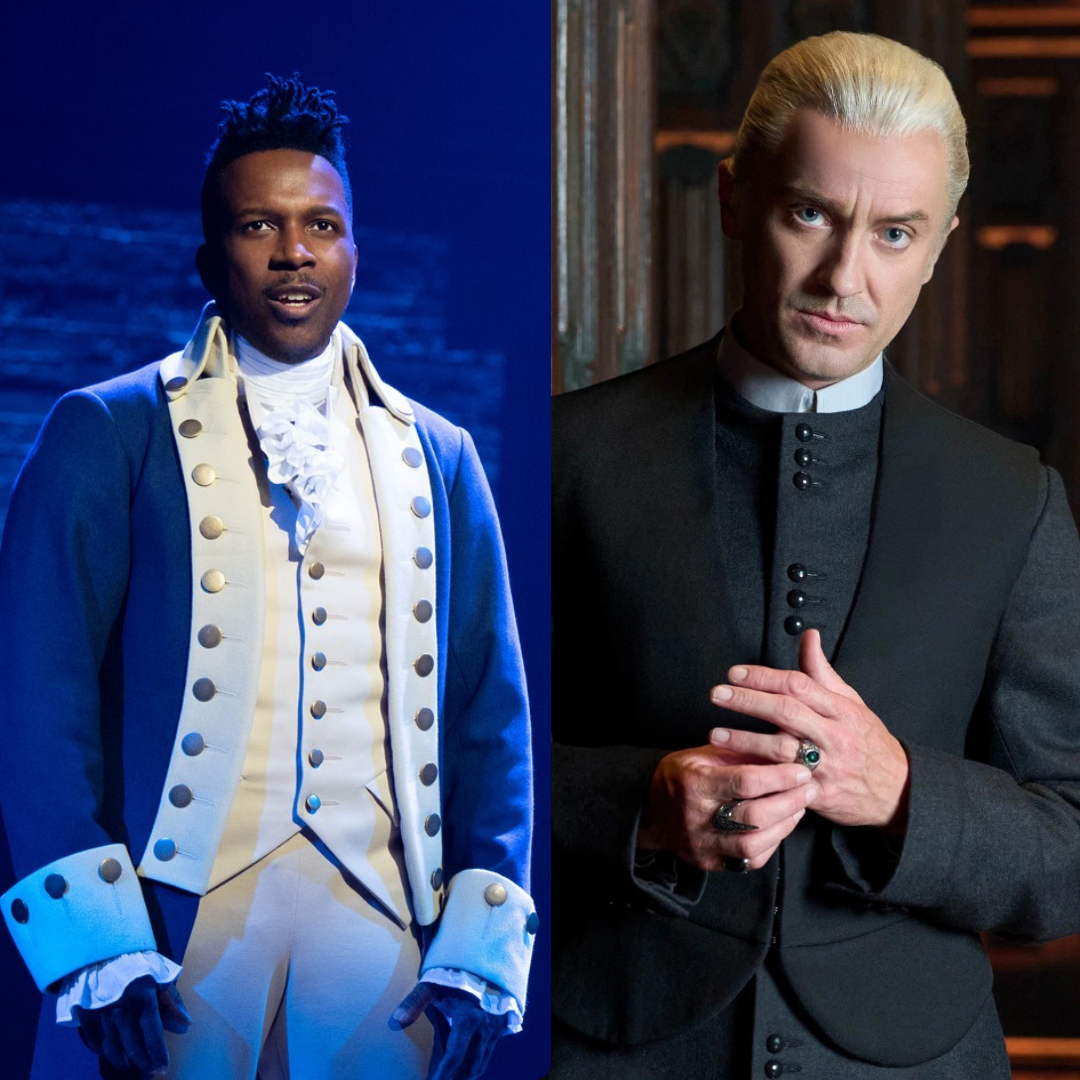 Left: Leslie Odom Jr as Aaron Burr (2025) 
Right: Tom Felton as Draco Malfoy (2025)